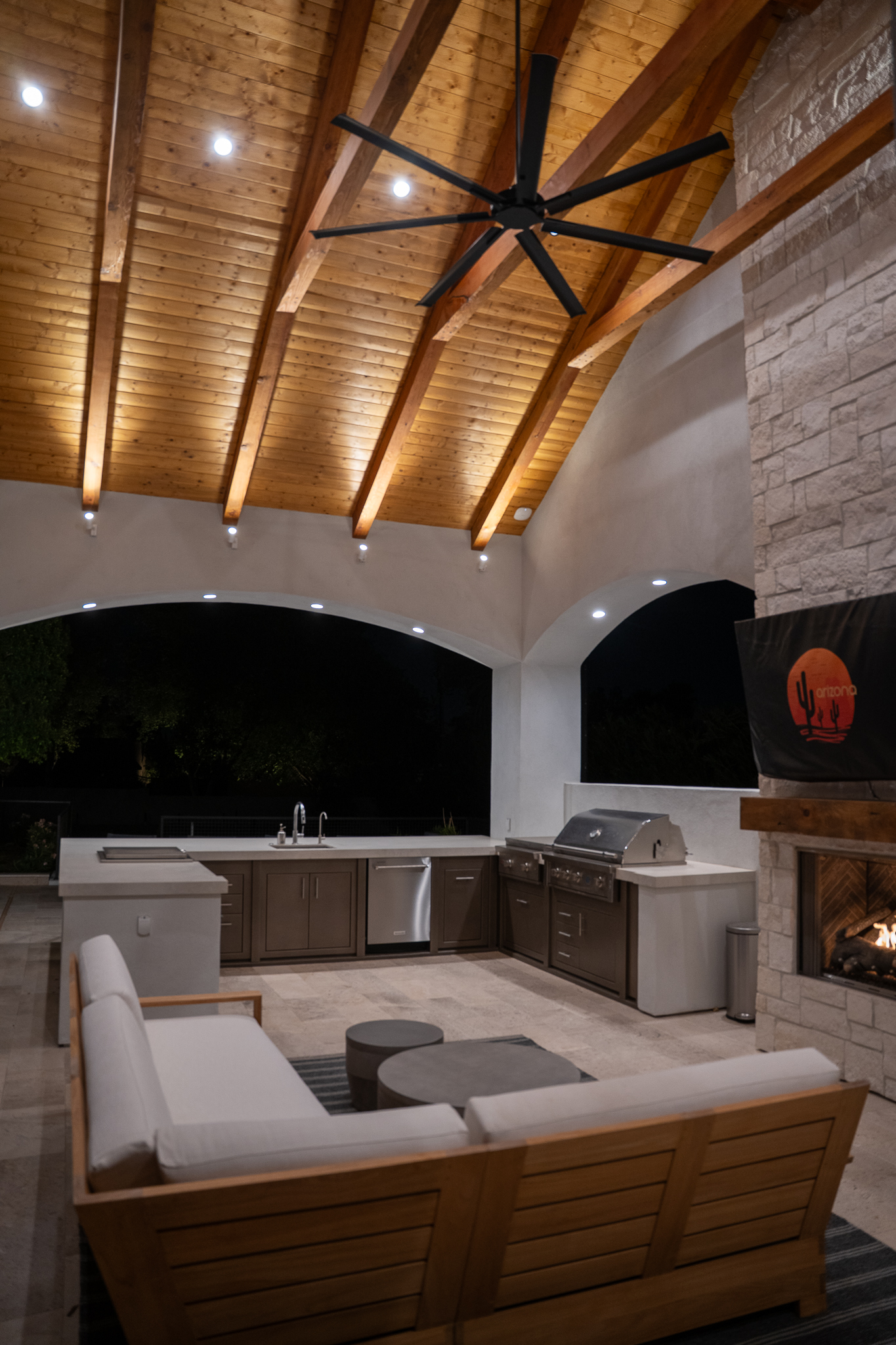 Royal View exterior at night